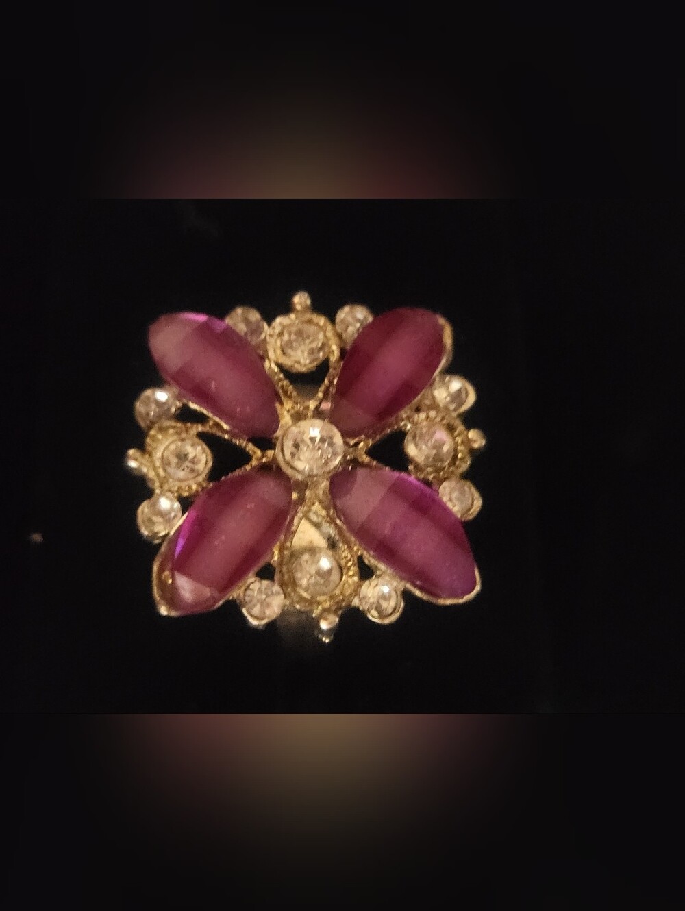 Vintage Purple Maltese Cross Adjustable Statement Ring